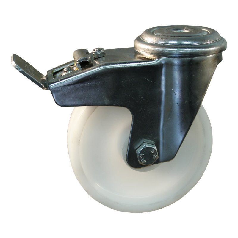 roulette pivotante avec frein 125mm serie 34 ᠆ 31 trou pour boulon palier lisse