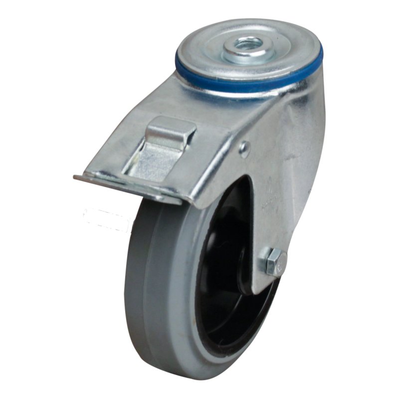 roulette pivotante avec frein 125mm série 14 ᠆ 15 trou pour boulon roulement à rouleaux
