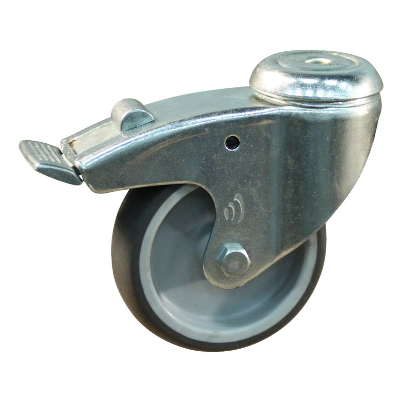 roulette pivotante avec frein 100mm série 69-61 trou pour boulon palier lisse