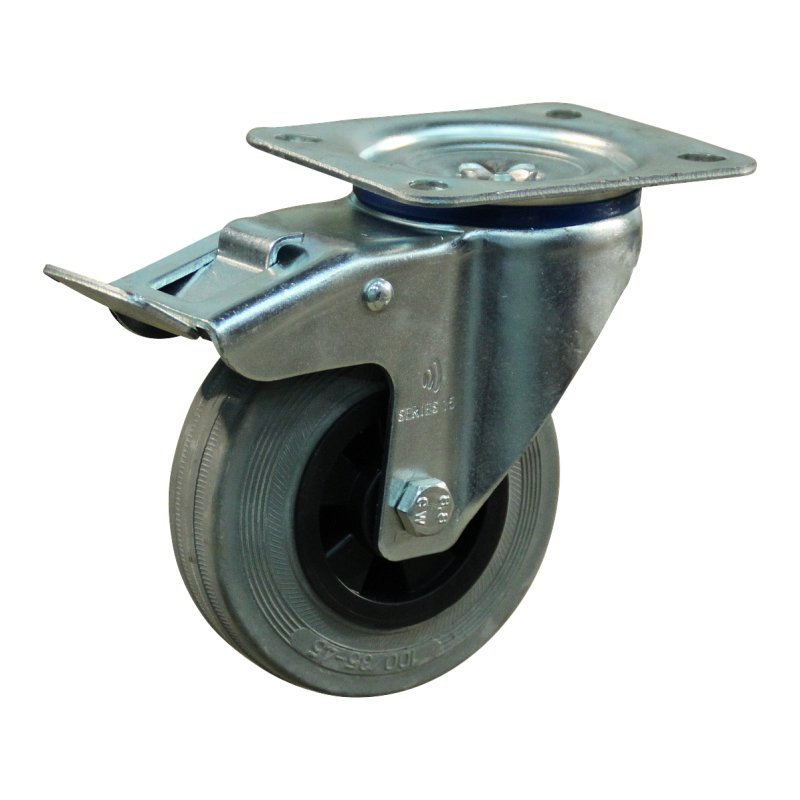 roulette pivotante avec frein 100mm serie 11 ᠆ 15 montage de la plaque palier lisse