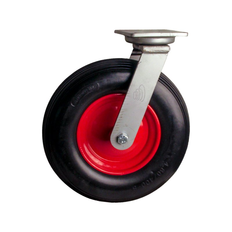 roue + pneu en caoutchouc solide + roulement à rouleaux Ø25 NL75mm métal Rouge 4.00x8 ligne 2.50Ax8 montage de la plaque rouleme