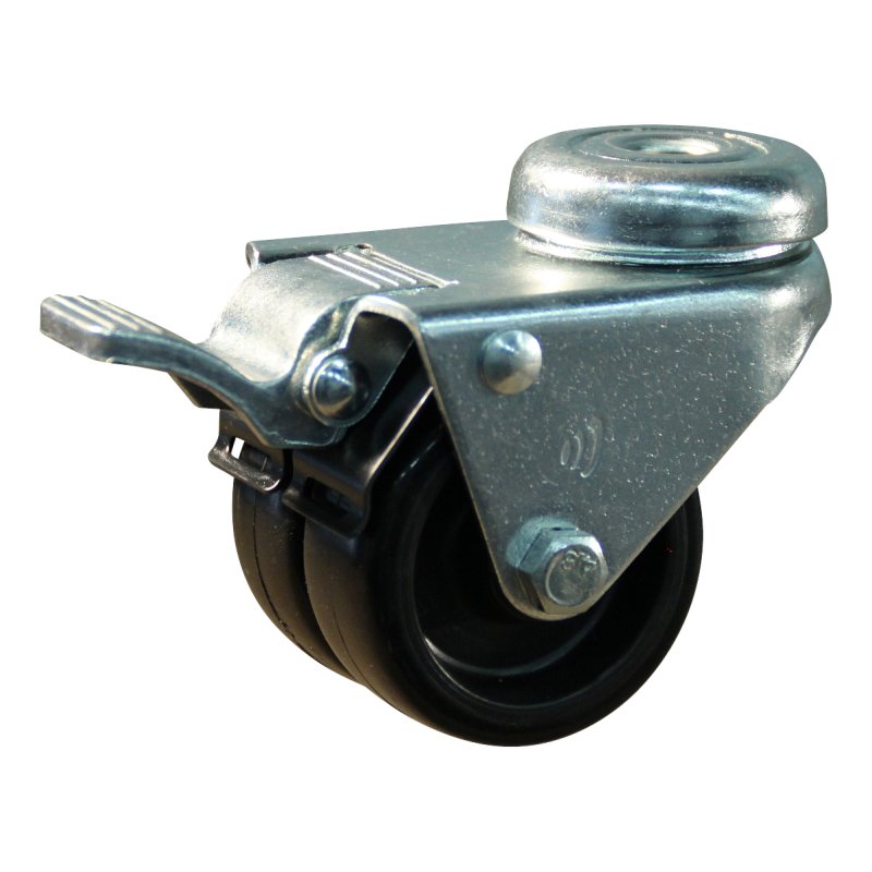 roulette pivotante avec frein 50mm serie 65 - 62 trou pour boulon palier lisse