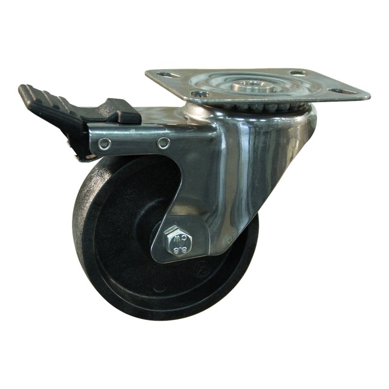 roulette pivotante avec frein 125mm serie 75 ᠆ 29 montage de la plaque palier lisse