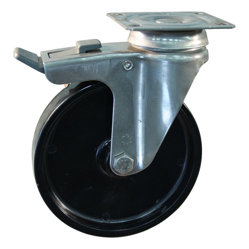 roulette pivotante avec frein 125mm serie 65 ᠆ 37 montage de la plaque palier lisse
