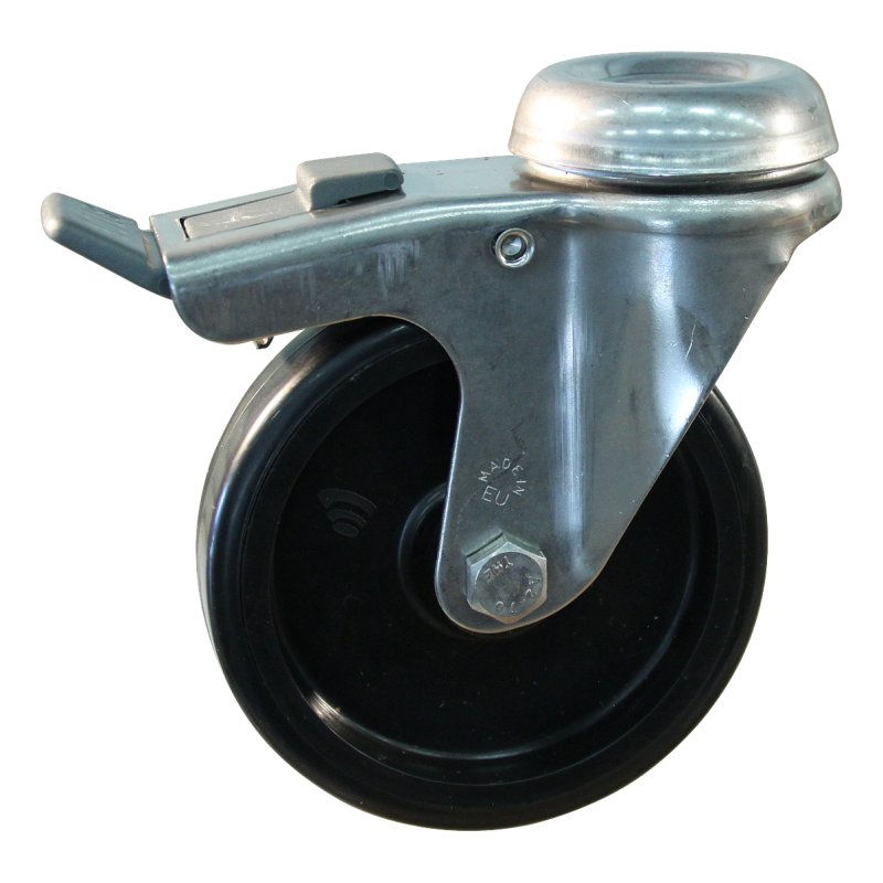 roulette pivotante avec frein 75mm serie 65 ᠆ 37 trou pour boulon palier lisse
