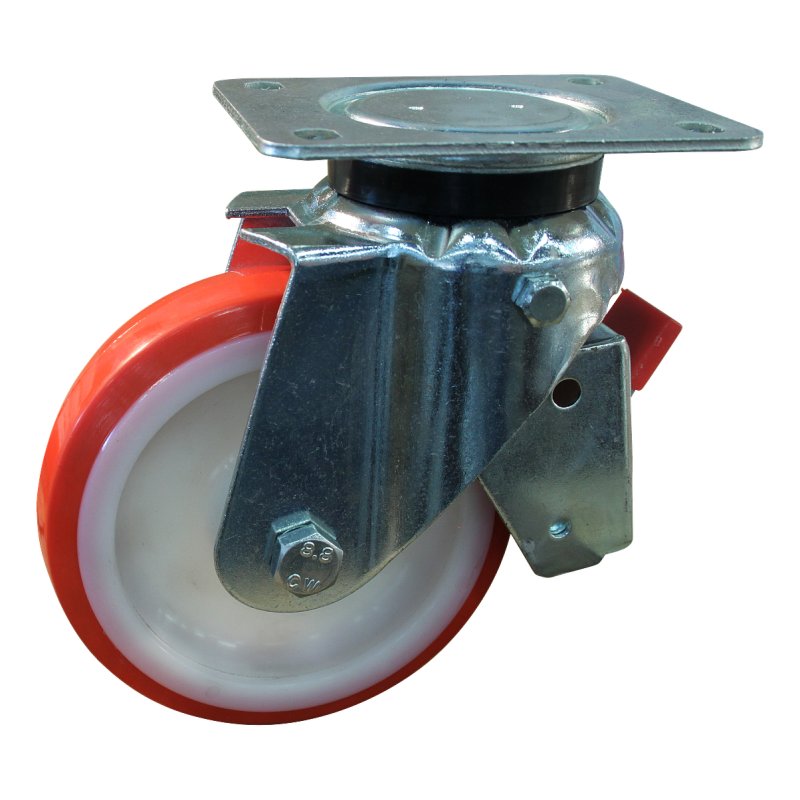roulette pivotante avec frein 150mm série 27 ᠆ montage de la plaque palier lisse