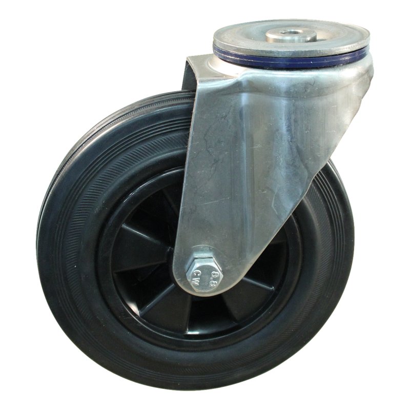 roulette pivotante 200mm série 01 ᠆ 31 trou pour boulon roulement à aiguilles éxécution inox