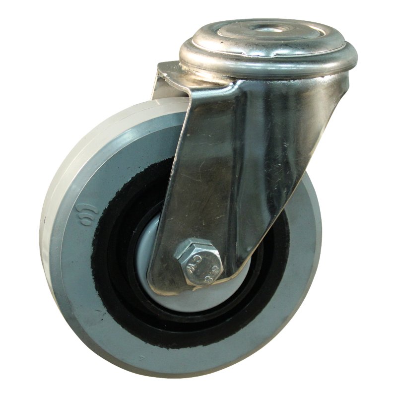 roulette pivotante 125mm série 14 ᠆ 31 trou pour boulon Roulement à billes en inox