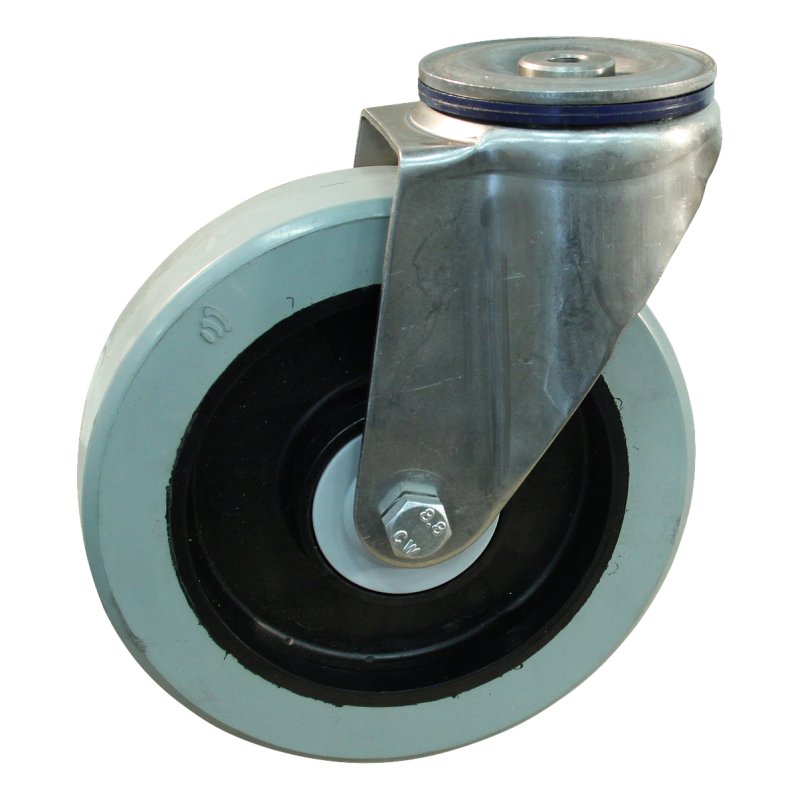 roulette pivotante 200mm série 14 ᠆ 31 trou pour boulon Roulement à billes en inox