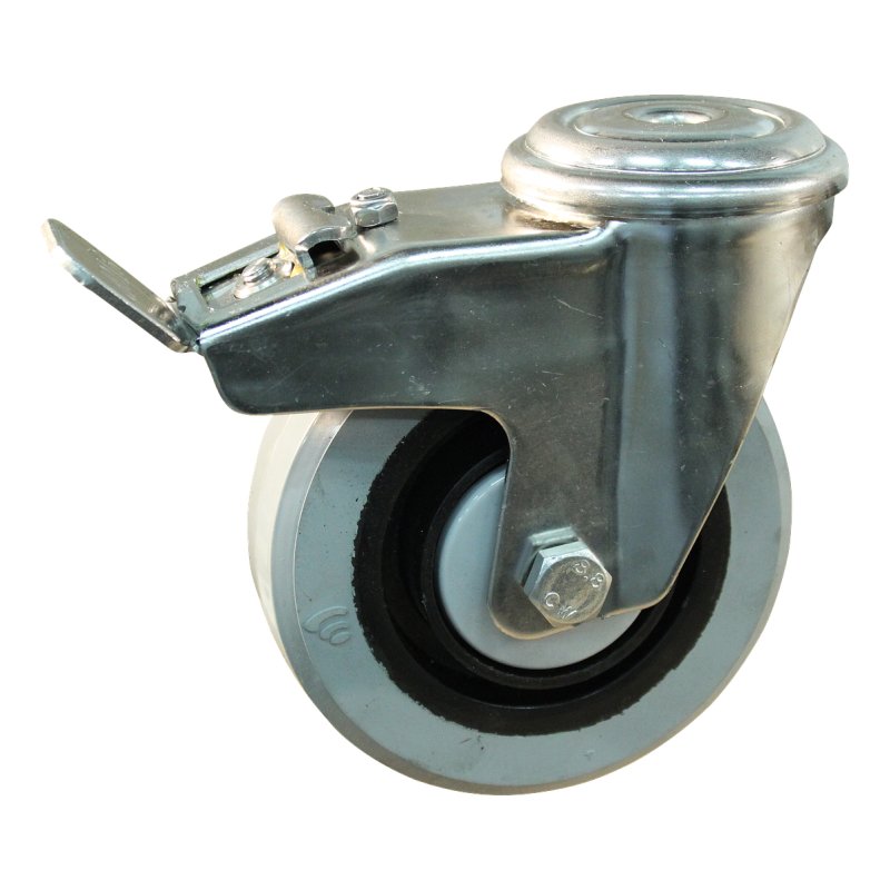 roulette pivotante avec frein 125mm série 14 ᠆ 31 trou pour boulon Roulement à billes en inox
