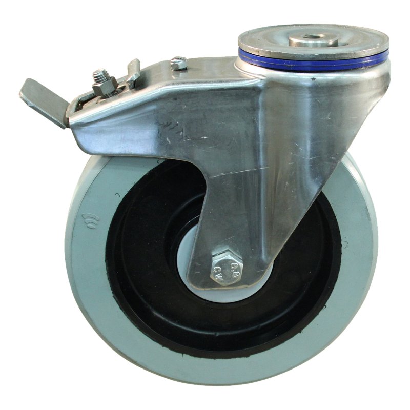 roulette pivotante avec frein 200mm série 14 ᠆ 31 trou pour boulon Roulement à billes en inox