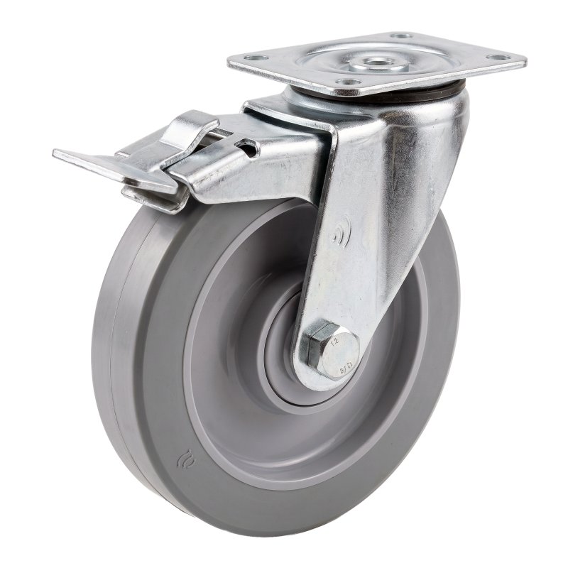 roulette pivotante avec frein 200mm série 14 ᠆ 12 plaatbevestiging met uitsparing richtingvastzetter roulement à billes