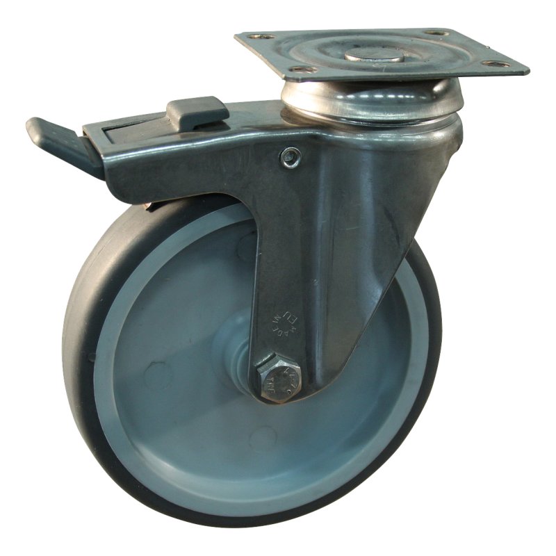 roulette pivotante avec frein 125mm serie 68 ᠆ 37 montage de la plaque palier lisse