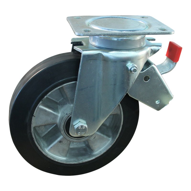 roulette pivotante avec frein 250mm série 10 ᠆ 14 plaatbevestiging met uitsparing richtingvastzetter roulement à billes