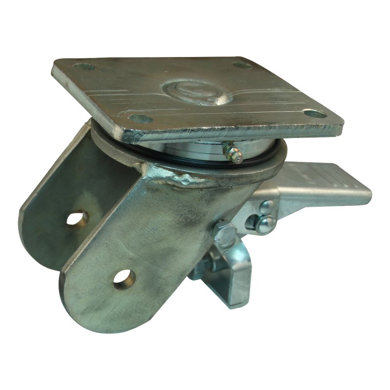 roulette pivotante avec frein 100mm serie 33 ᠆ 22 montage de la plaque palier lisse Roulement à billes en inox
