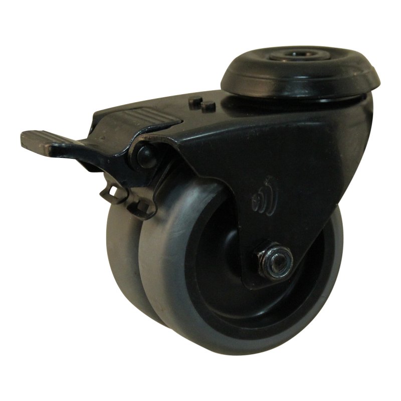 roulette pivotante avec frein 75mm serie 68-62 trou pour boulon palier lisse