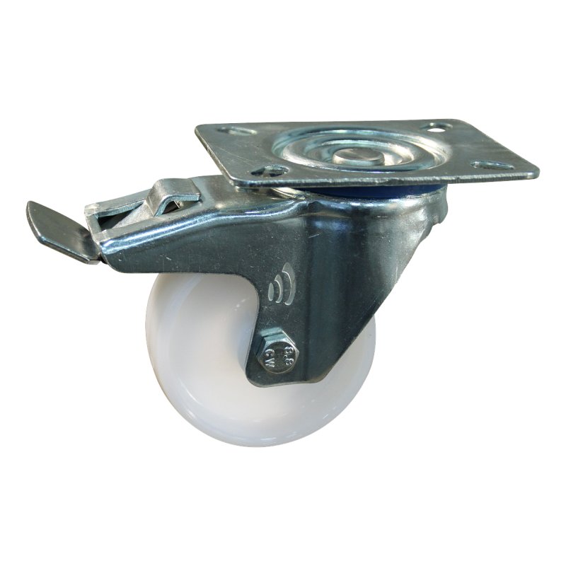 roulette pivotante avec frein 100mm serie 34 ᠆ 12 montage de la plaque palier lisse