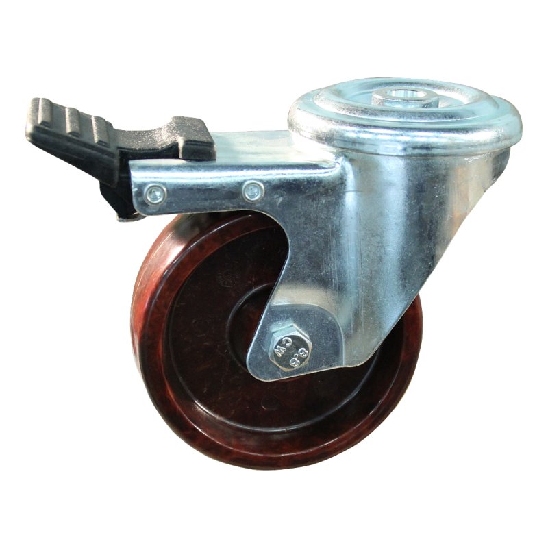roulette pivotante avec frein 100mm serie 95 ᠆ 09 trou pour boulon palier lisse