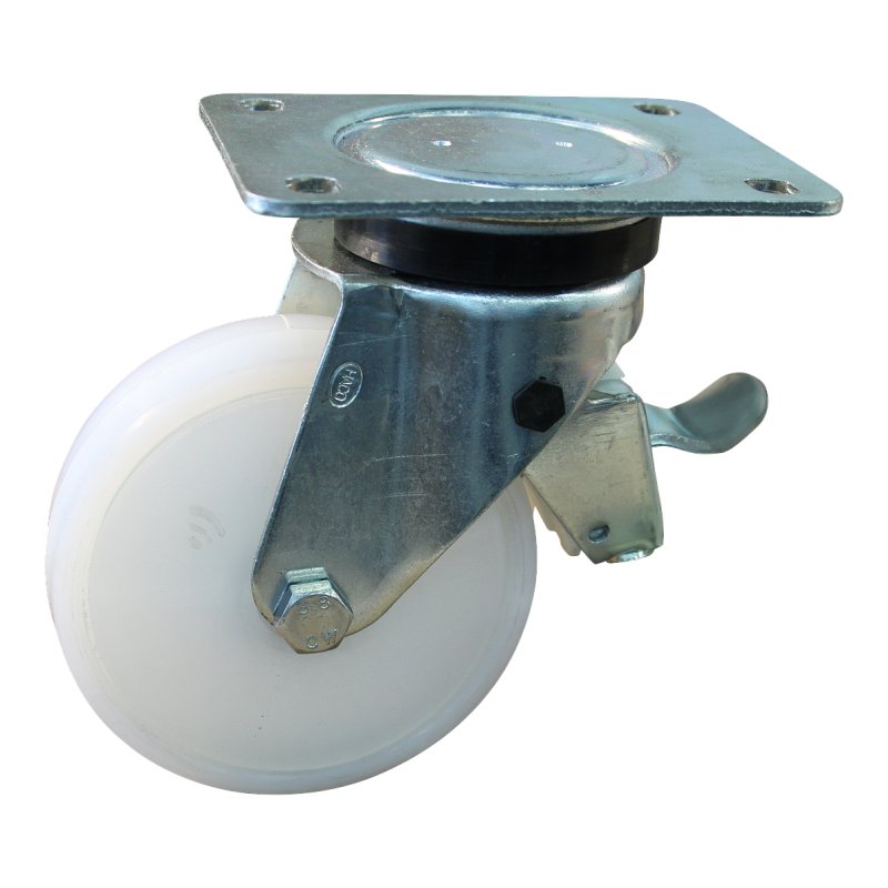 roulette pivotante avec frein 125mm serie 34 ᠆ 14 montage de la plaque palier lisse