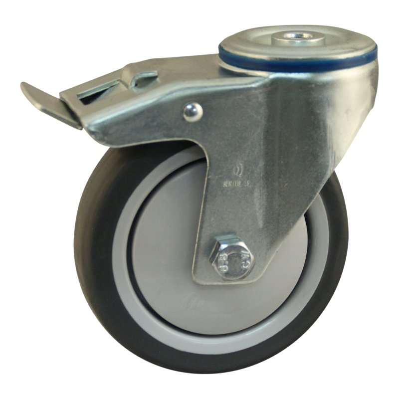 roulette pivotante avec frein 100mm serie 19 ᠆ 15 trou pour boulon roulement à billes