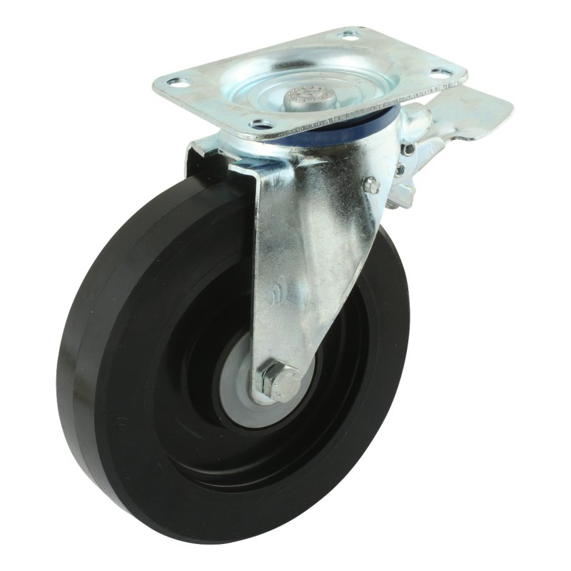 roulette pivotante avec frein 160mm série 07 ᠆ 12 plaatbevestiging met uitsparing richtingvastzetter roulement à billes