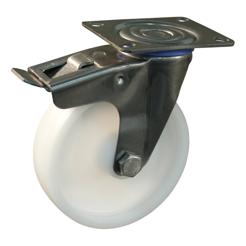 roulette pivotante avec frein 125mm serie 34 ᠆ 30 montage de la plaque palier lisse