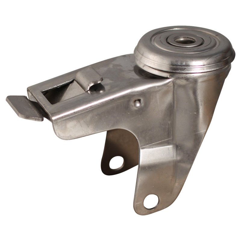 roulette pivotante avec frein 125mm serie 34 ᠆ 30 trou pour boulon roulement à aiguilles éxécution inox