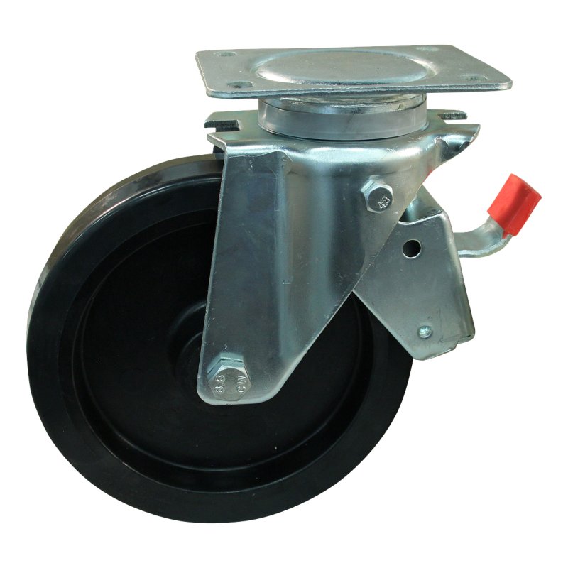 roulette pivotante avec frein 200mm série 07 ᠆ 14 montage de la plaque roulement à rouleaux