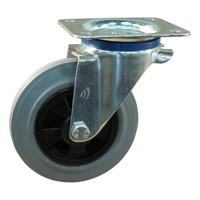 roulette pivotante 160mm serie 11 ᠆ 12 plaatbevestiging met uitsparing richtingvastzetter palier lisse
