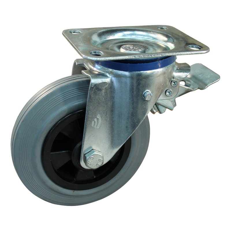 roulette pivotante avec frein 160mm serie 11 ᠆ 12 plaatbevestiging met uitsparing richtingvastzetter roulement à rouleaux