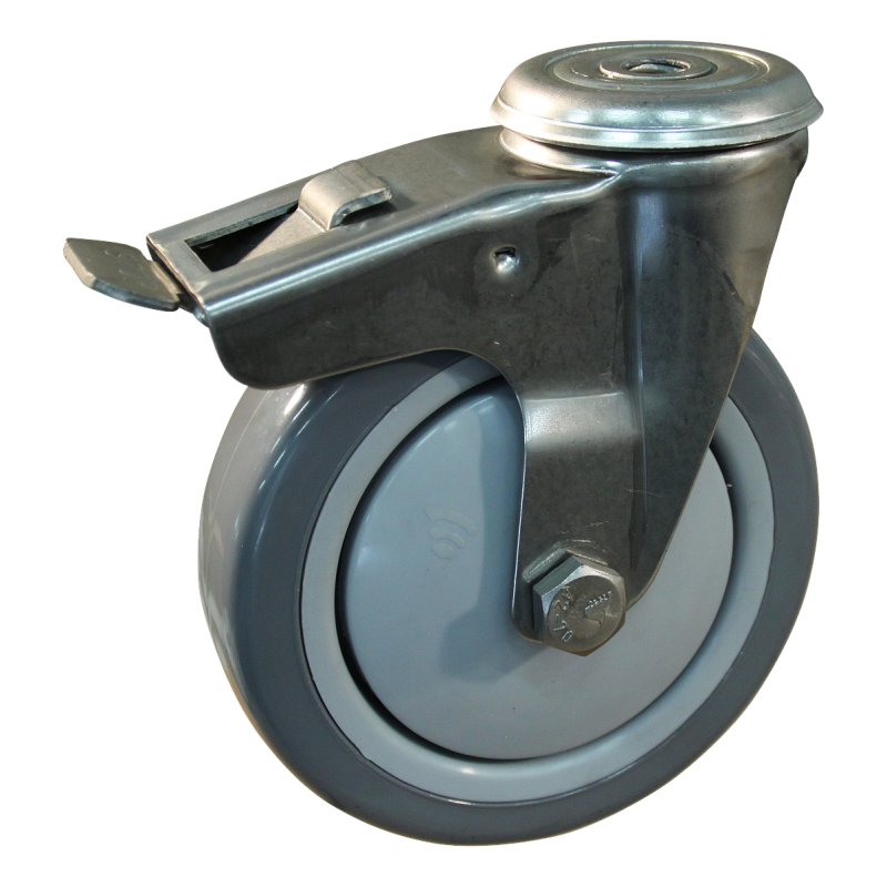 roulette pivotante avec frein 100mm serie 36 ᠆ 30 trou pour boulon roulement à billes
