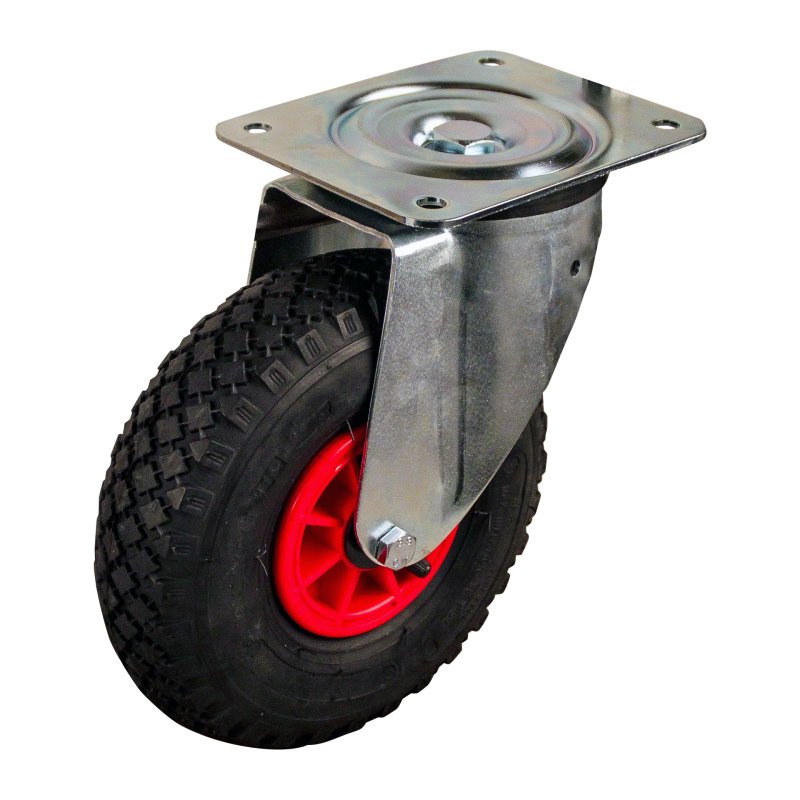roulette pivotante 3.00-4 2.10x4 ET0 roulement à rouleaux Ø20 NL75mm plastique S-2303 Rouge 91 montage de la plaque roulement à