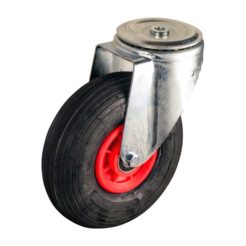 roulette pivotante 3.00-4 2.10x4 ET0 NL75mm plastique V-5501 Rouge 91 montage de la plaque roulement à rouleaux
