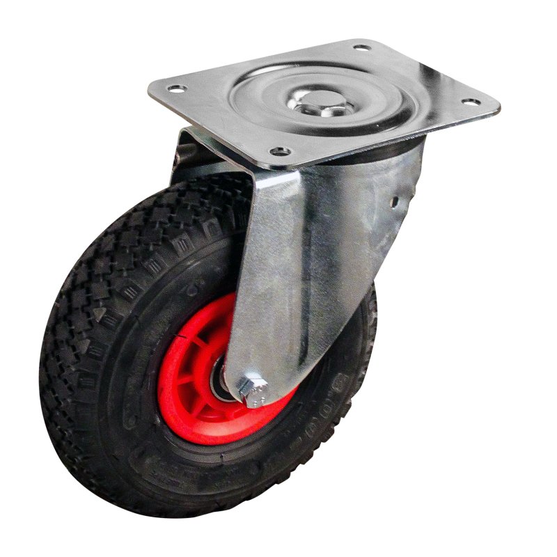 roulette pivotante 3.00-4 2.10x4 ET0 NL75mm plastique V-6605 Rouge 91 montage de la plaque roulement à rouleaux