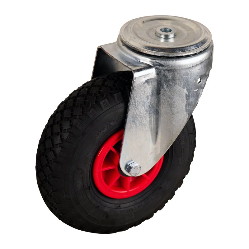 roulette pivotante 3.00-4 2.10x4 ET0 roulement à rouleaux Ø20 NL75mm plastique V-6605 Rouge 91 montage de la plaque roulement à