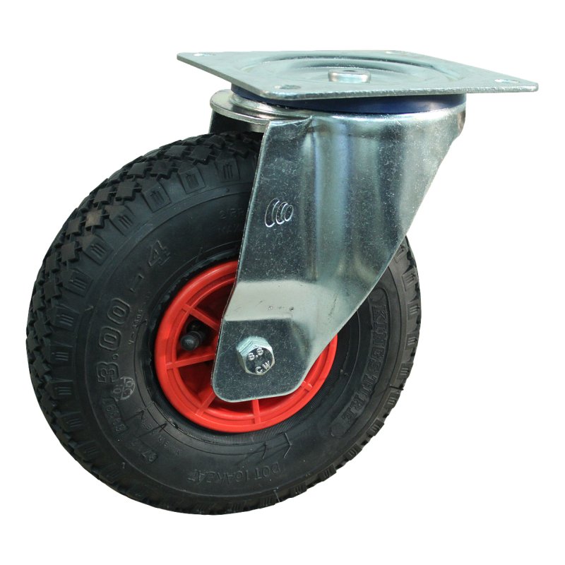 roulette pivotante 3.00-4 2.10x4 ET0 roulement à rouleaux Ø20 NL75mm plastique V-6605 Rouge 12 montage de la plaque roulement à
