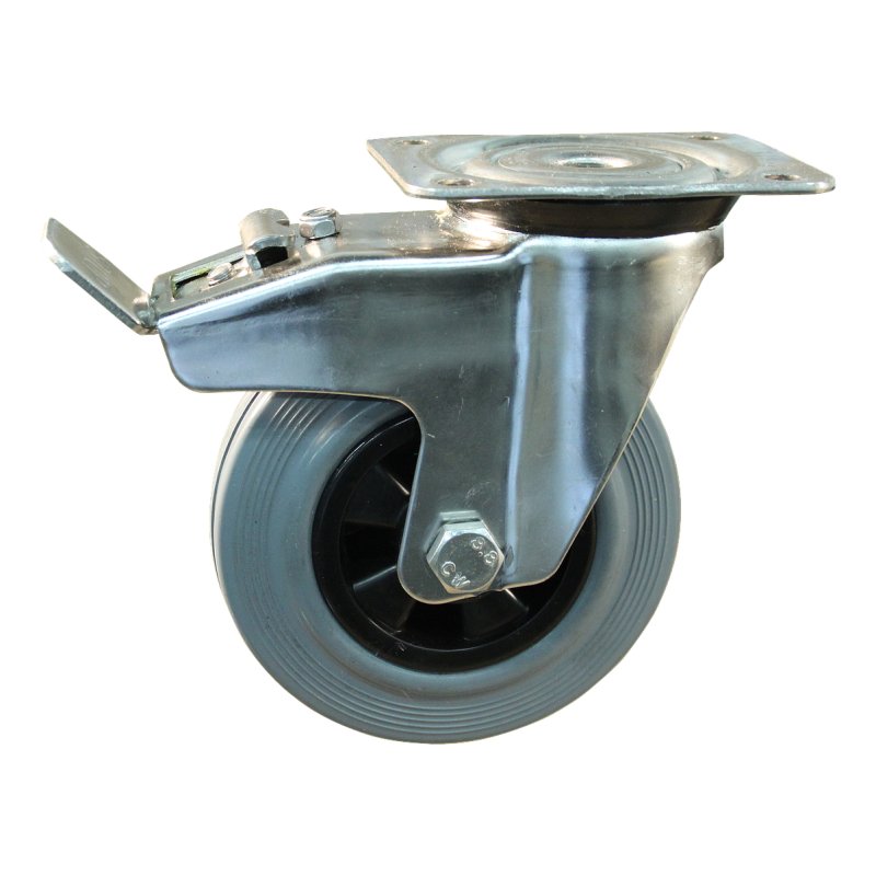 roulette pivotante avec frein 100mm serie 11 ᠆ 31 montage de la plaque roulement à aiguilles éxécution inox
