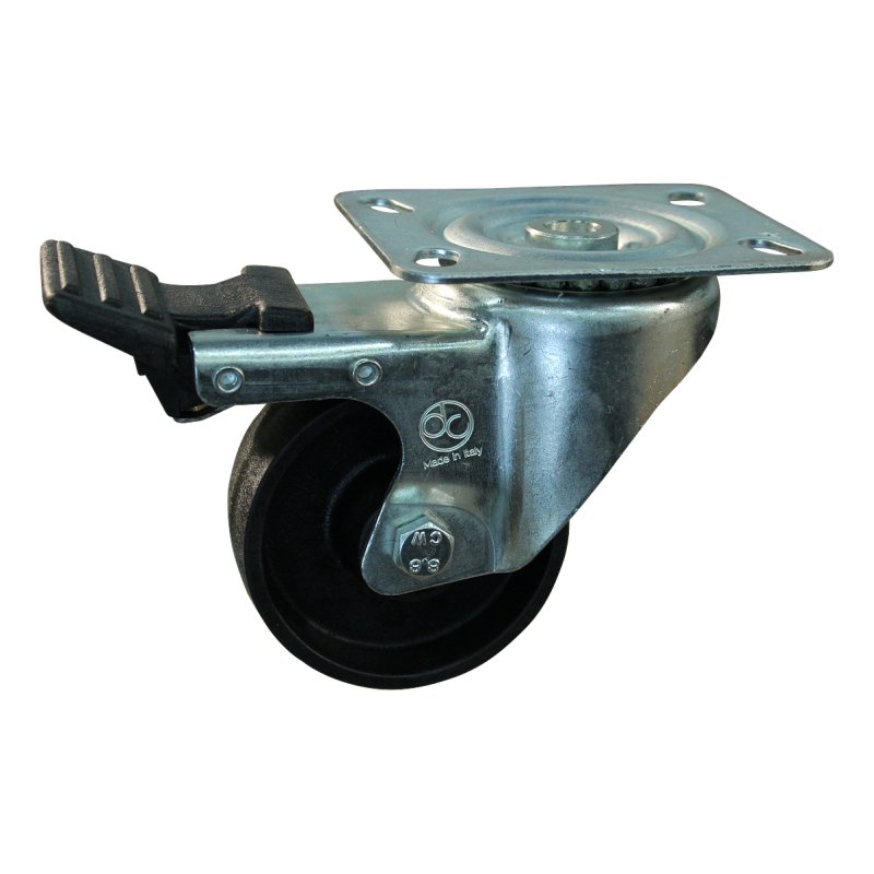 roulette pivotante avec frein 125mm serie 75 ᠆ 09 montage de la plaque palier lisse