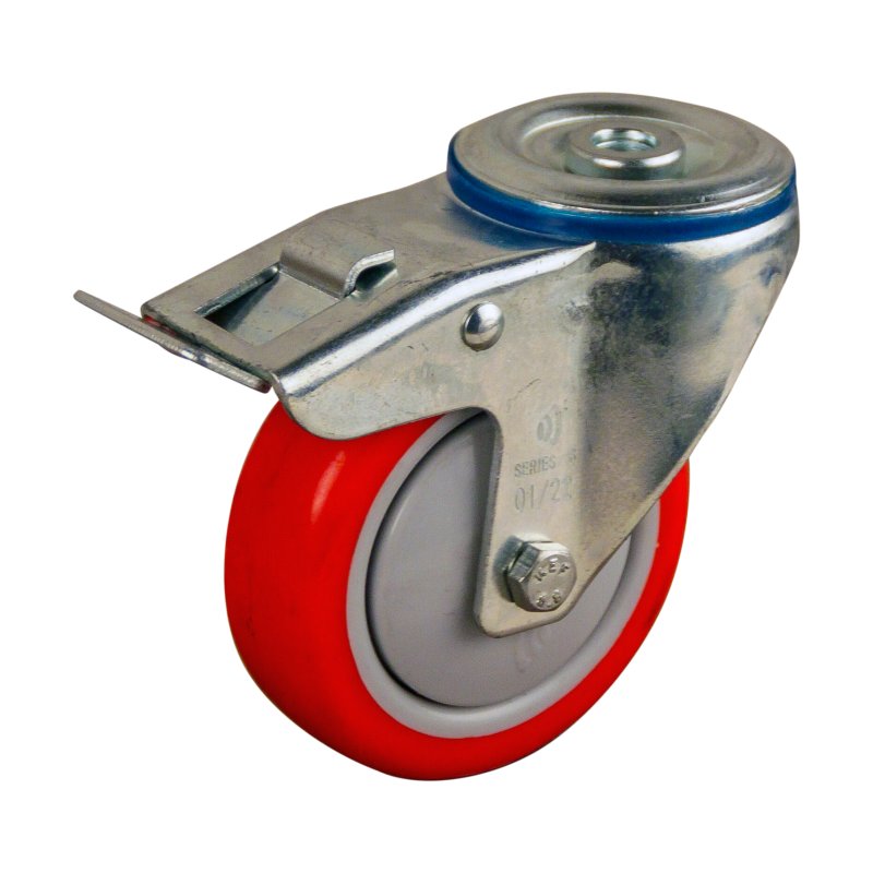roulette pivotante avec frein 100mm serie 21 ᠆ 15 trou pour boulon roulement à billes
