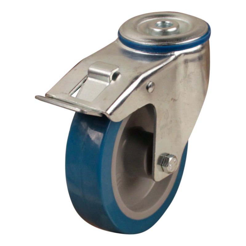 roulette pivotante avec frein 125mm serie 21 ᠆ 15 trou pour boulon roulement à rouleaux