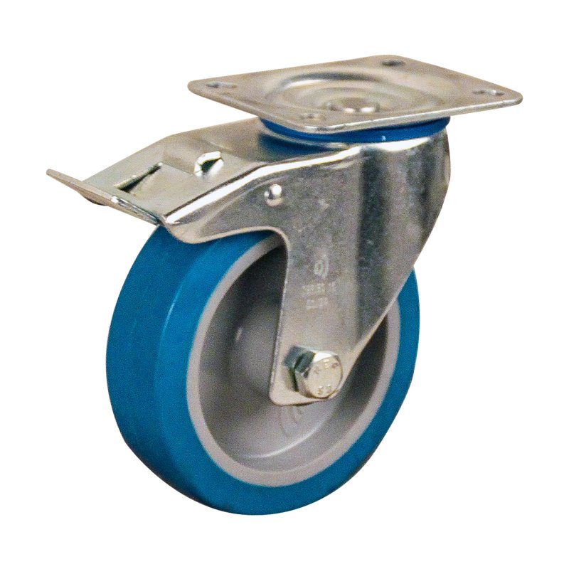 roulette pivotante avec frein 125mm serie 21 ᠆ 15 montage de la plaque roulement à rouleaux