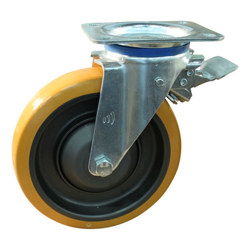 roulette pivotante avec frein 160mm serie 21 ᠆ 12 plaatbevestiging met uitsparing richtingvastzetter roulement à billes