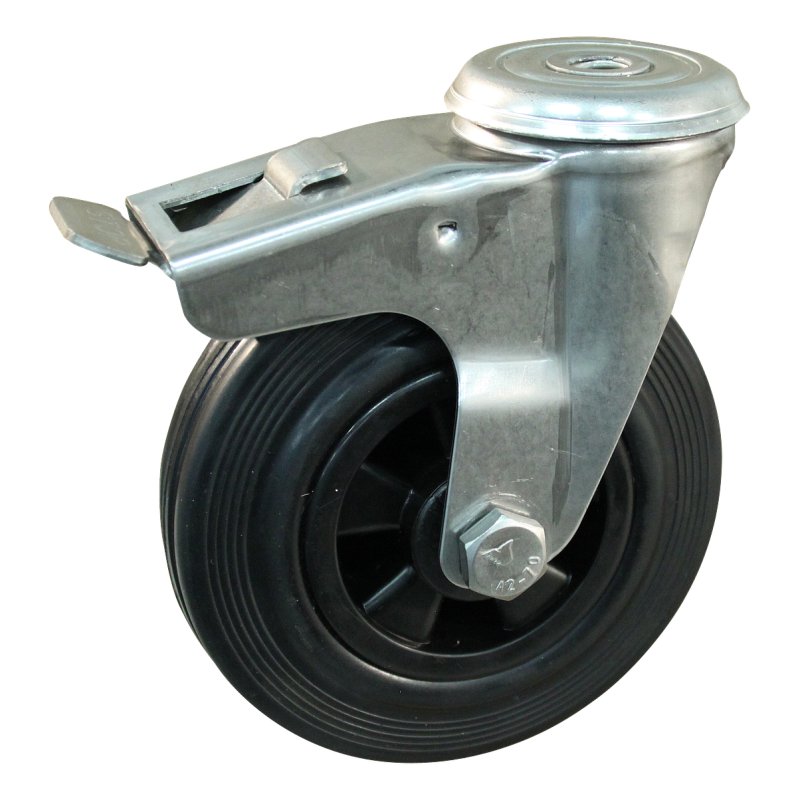 roulette pivotante avec frein 80mm série 01 ᠆ 30 trou pour boulon roulement à aiguilles éxécution inox