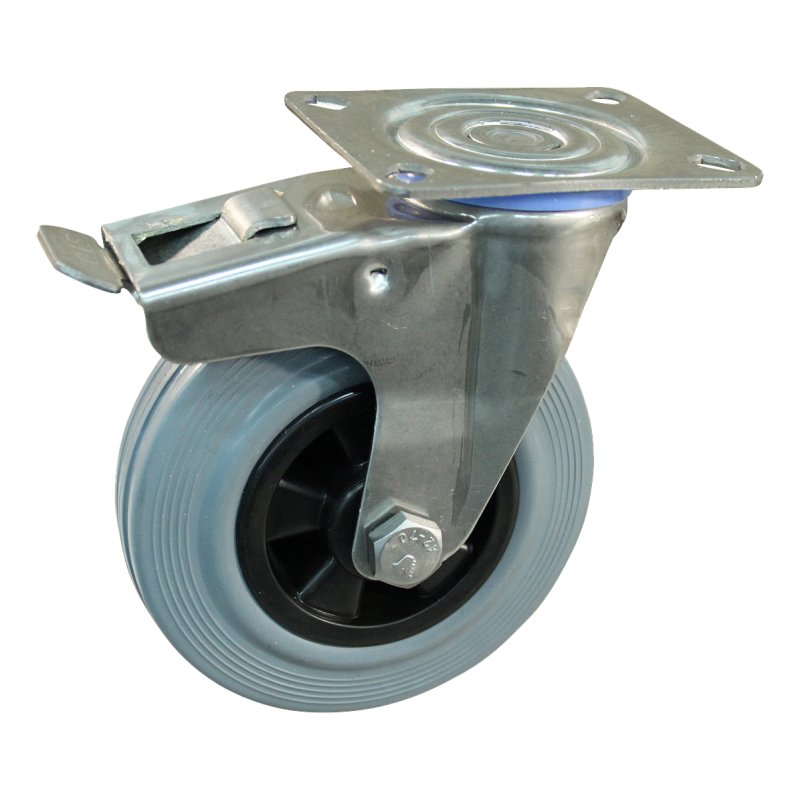 roulette pivotante avec frein 125mm serie 11 ᠆ 30 montage de la plaque palier lisse