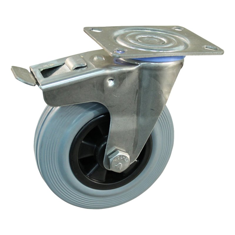 roulette pivotante avec frein 80mm serie 11 ᠆ 30 montage de la plaque roulement à aiguilles éxécution inox