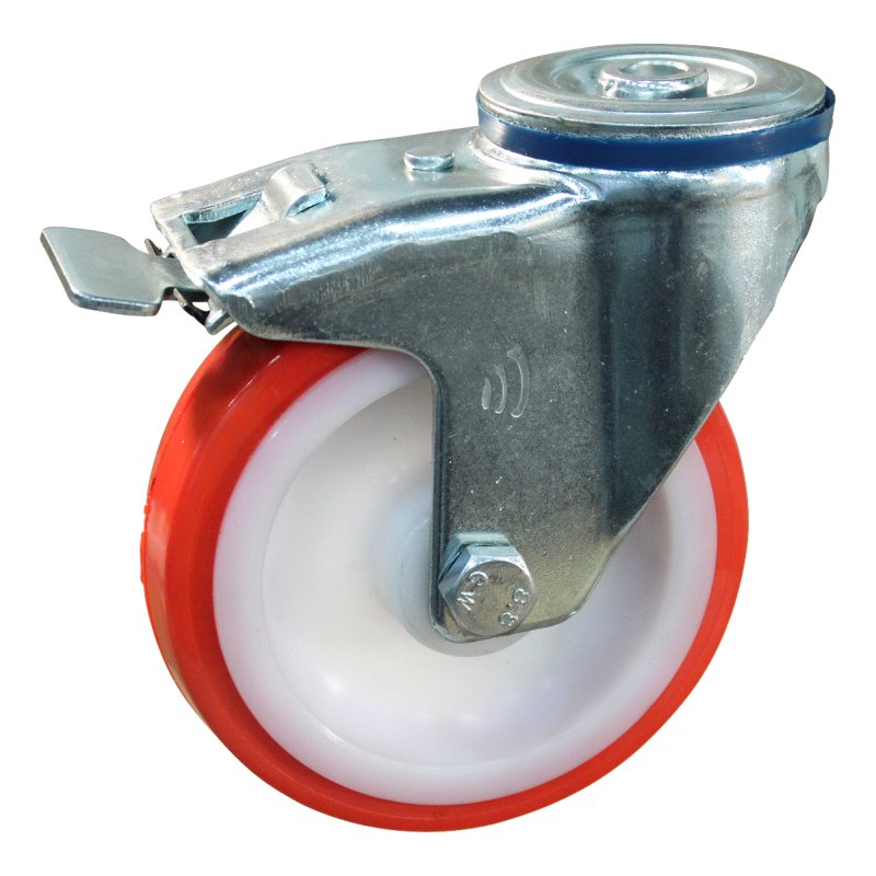 roulette pivotante avec frein 125mm série 27 ᠆ 15 trou pour boulon palier lisse