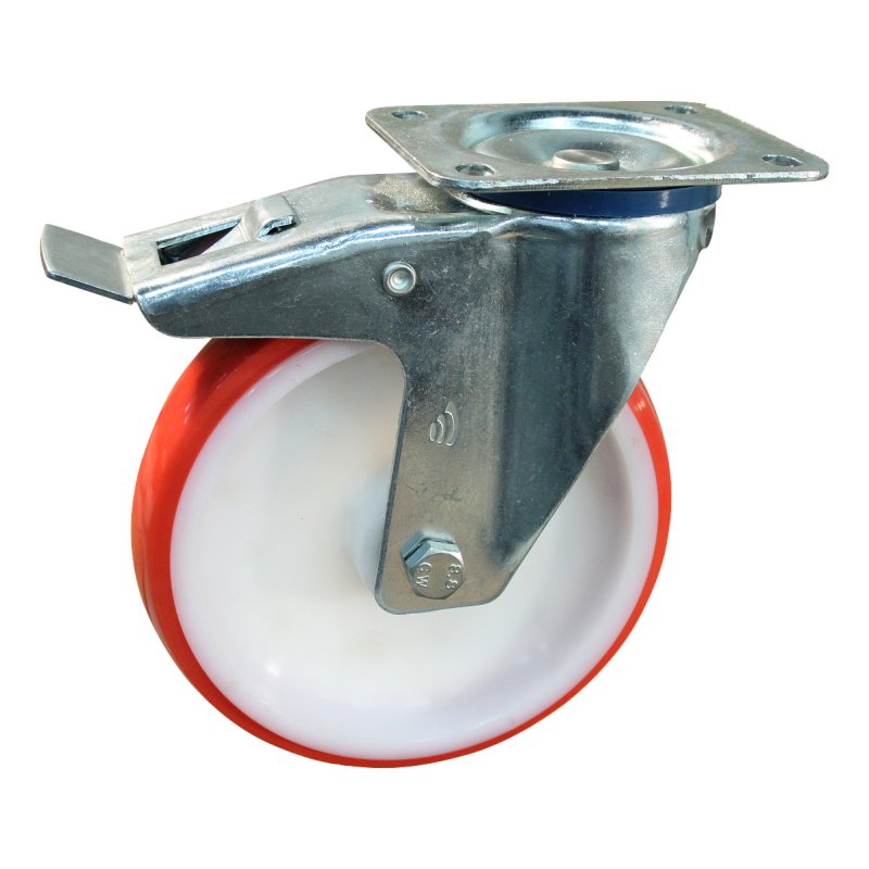 roulette pivotante avec frein 175mm série 27 ᠆ 15 montage de la plaque roulement à rouleaux