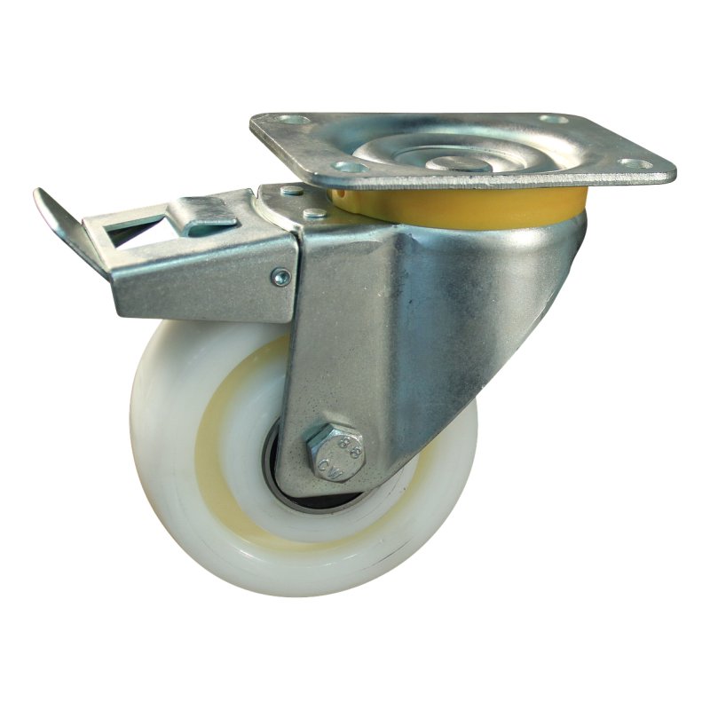 roulette pivotante avec frein 160mm serie 33 ᠆ 16 montage de la plaque palier lisse