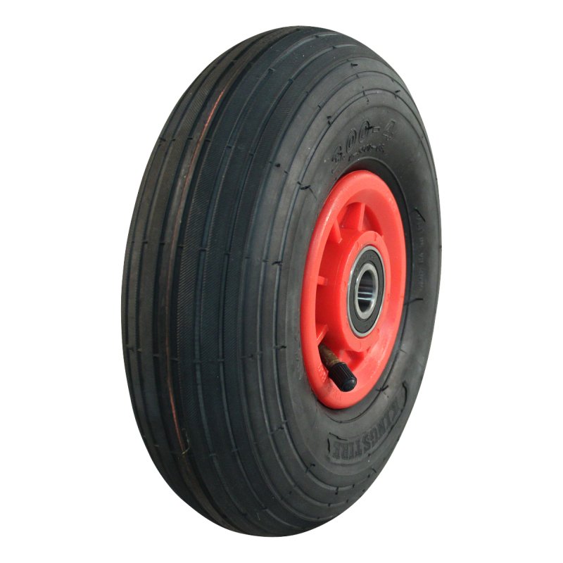 pneu + roue 3.00-4 2.10x4 ET0 NL75mm plastique S-2301 Rouge