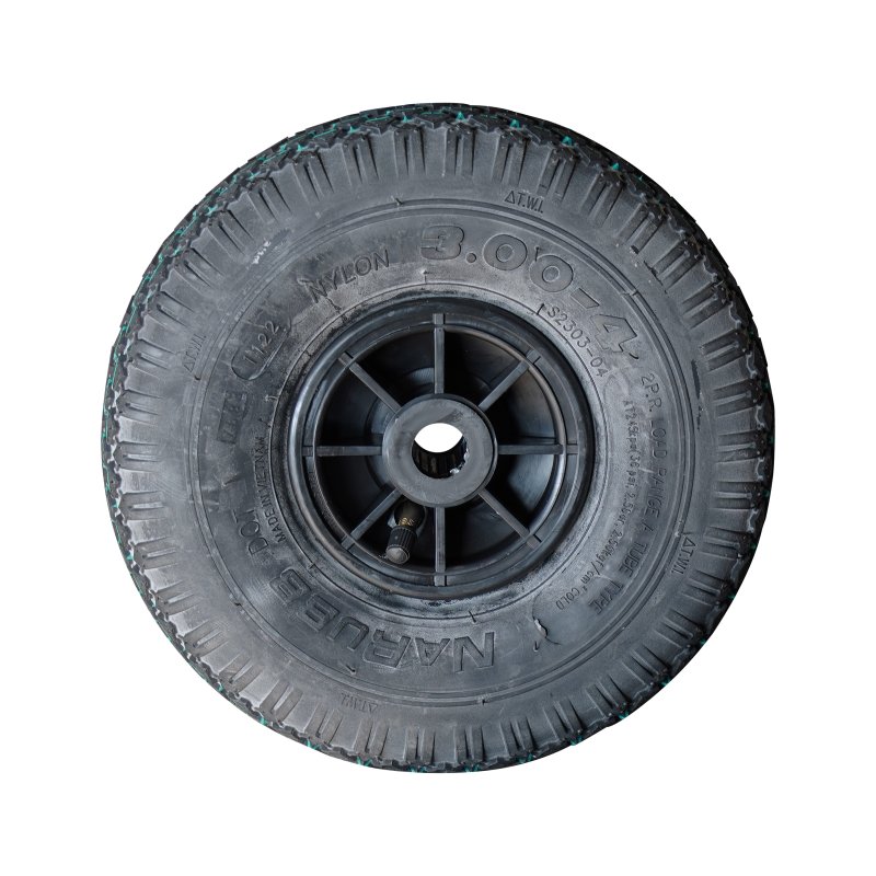 pneu + roue 3.00-4 2.10x4 roulement à rouleaux Ø20 NL75mm plastique S-2303 noir